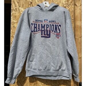 Vintage New York Giants NFL Super Bowl XLII Champions NFL Grey Hoodie Medium